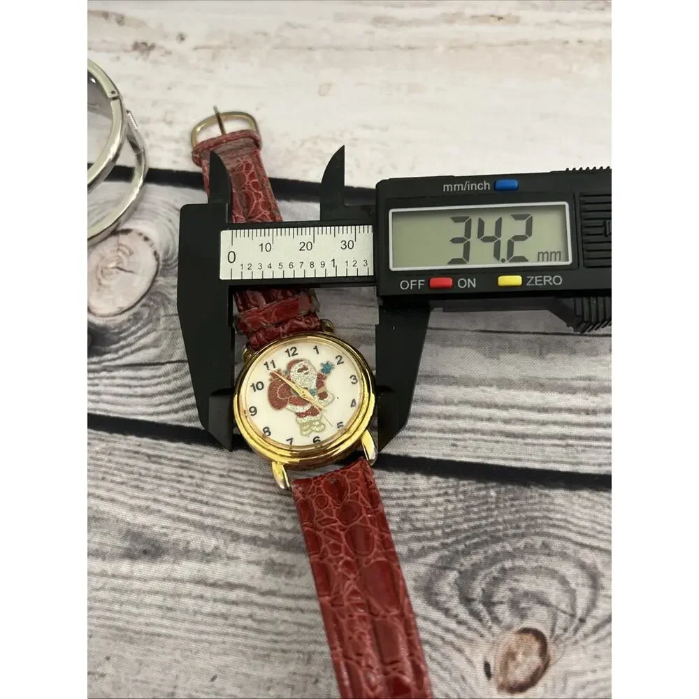 Christmas Santa Claus Gold Tone Red Band Women’s Quartz Watch